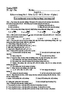 Đề kiểm tra chung Vật lí lớp 11 lần 1